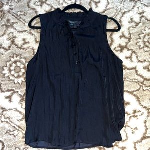 Simply Vera Wang Black Silky Henley Blouse